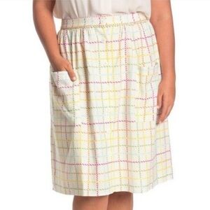 ModCloth NWT Creative Direction Rainbow Plaid A-Line Linen Skirt Womens Size 16